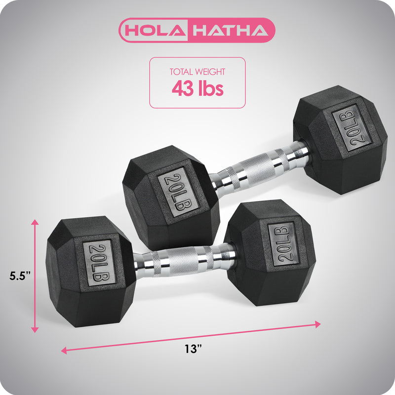 HolaHatha Iron Hex Cast Home Exercise Dumbbell Free Weight, 20 Pounds (Used)