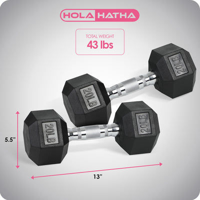 HolaHatha Iron Hexagonal Cast Home Exercise Dumbbell Free Weight, 20lb(Open Box) - VMInnovations