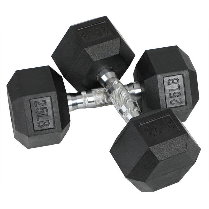 HolaHatha Iron Hexagonal Cast Exercise 25lb Dumbbells w/Contoured Grips (Used)