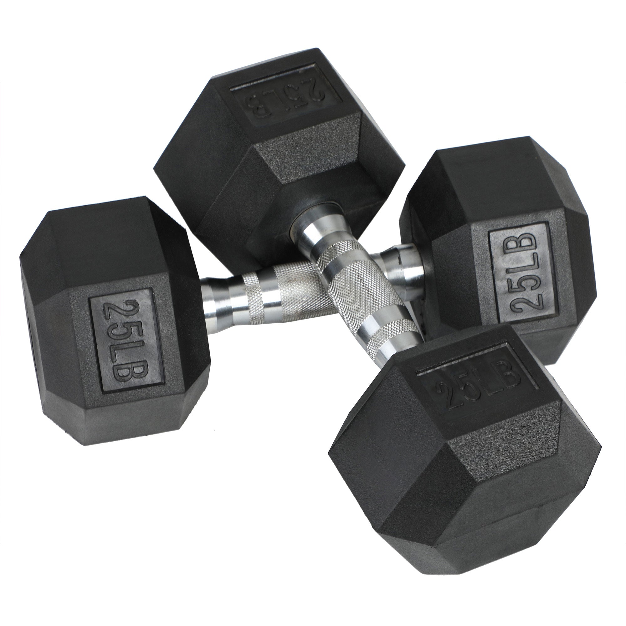 HolaHatha Iron Hexagonal Cast Exercise 25lb Dumbbells w/Contoured Grips (Used) - VMInnovations
