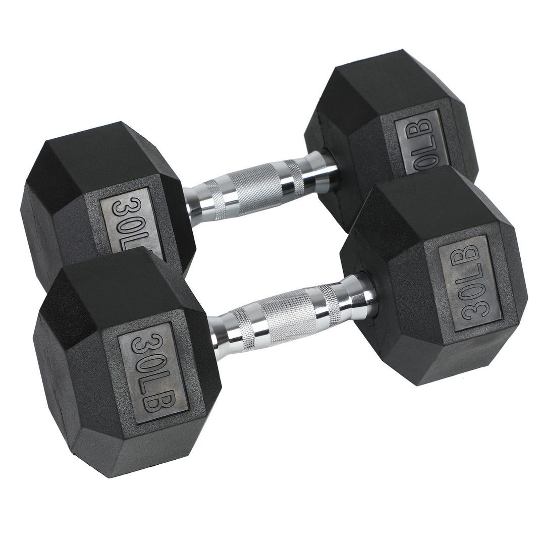 HolaHatha Iron Hexagonal Home Exercise Dumbbell Free Weight, 30 Pounds (Used)