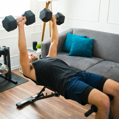 HolaHatha Iron Hexagonal Home Exercise Dumbbell Free Weight, 30 Pounds (Used) - VMInnovations
