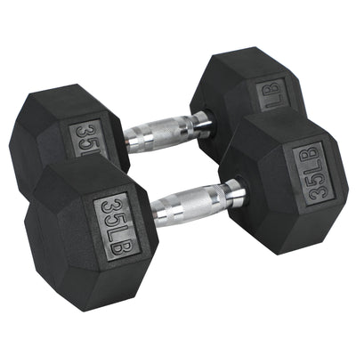 HolaHatha Iron Hexagonal Cast Exercise Dumbbell Free Weight, 45lbs (Open Box)