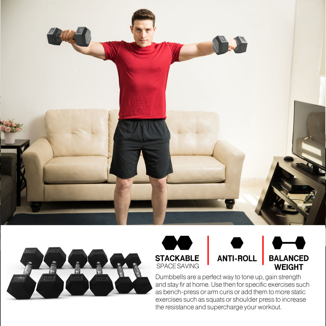 HolaHatha Iron Cast Home Exercise Dumbbell Free Weight, 30 Pounds (Open Box) - VMInnovations
