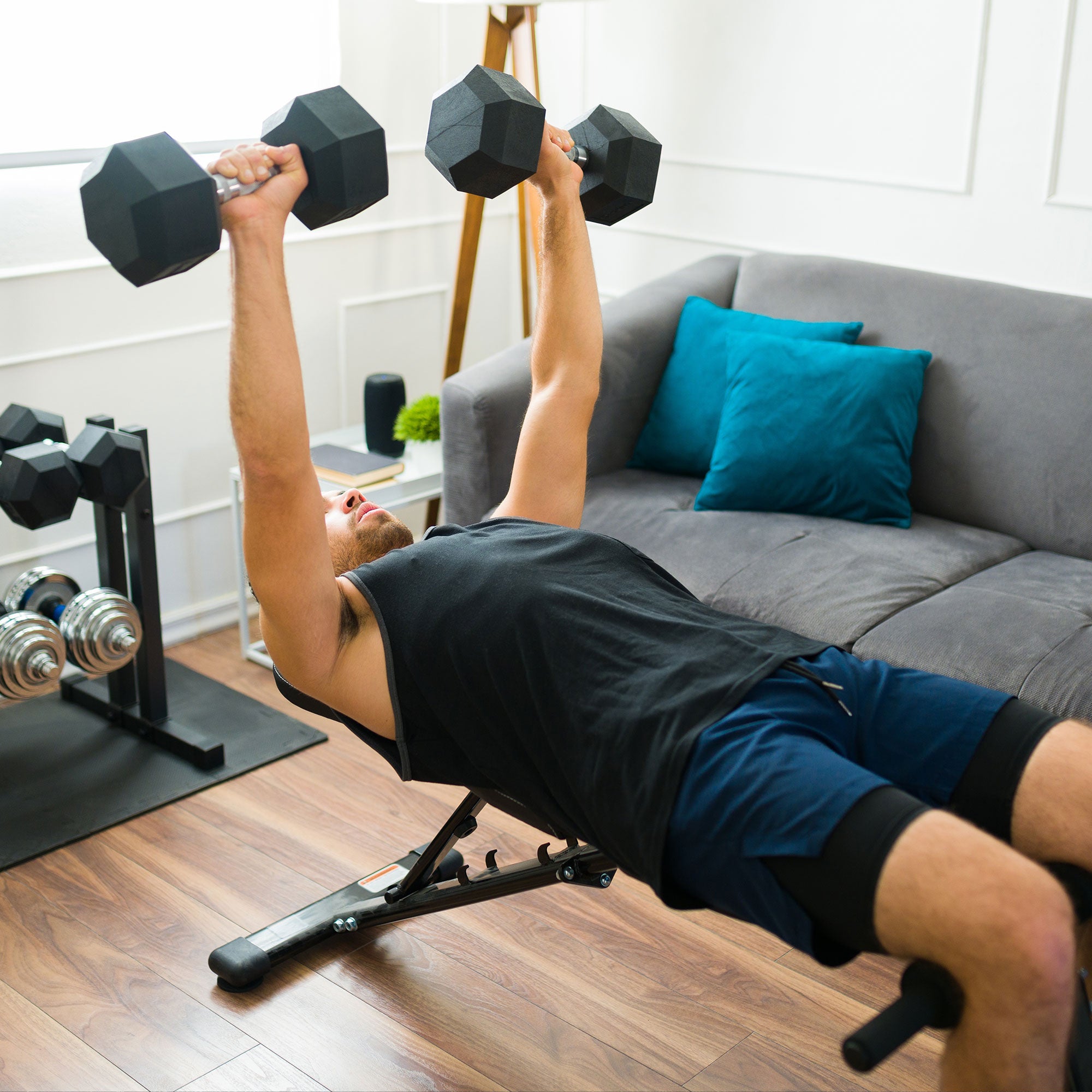 HolaHatha Iron Hex Home Exercise Dumbbell Free Weight, 45 Pounds (Used) - VMInnovations