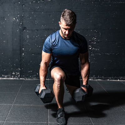 HolaHatha Iron Hexagonal Cast Exercise Dumbbell Free Weight, 45lbs (Open Box) - VMInnovations