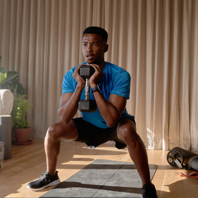 HolaHatha Iron Hexagonal Cast Home Exercise Dumbbell Free Weight, 45 Pounds - VMInnovations