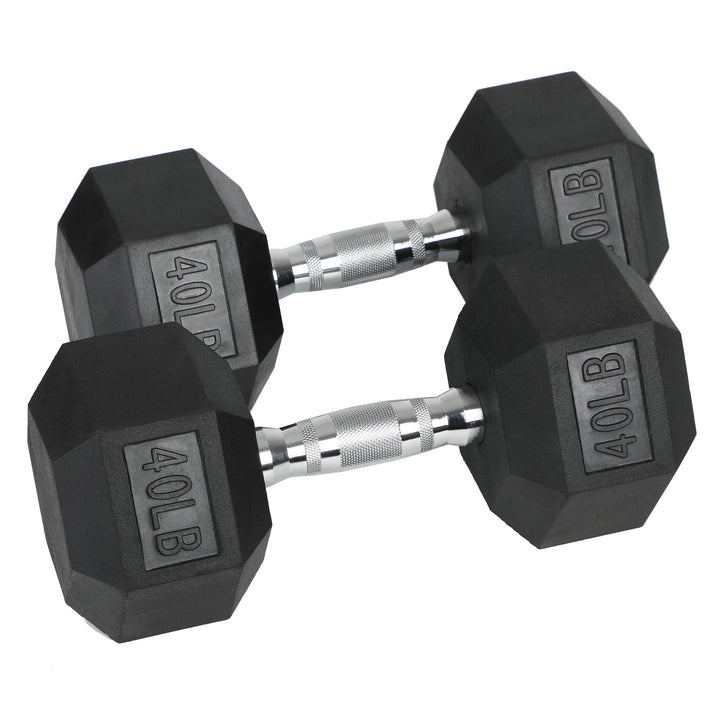 HolaHatha Iron Hexagonal Cast Home Exercise Dumbbell Free Weight, 40 Pounds