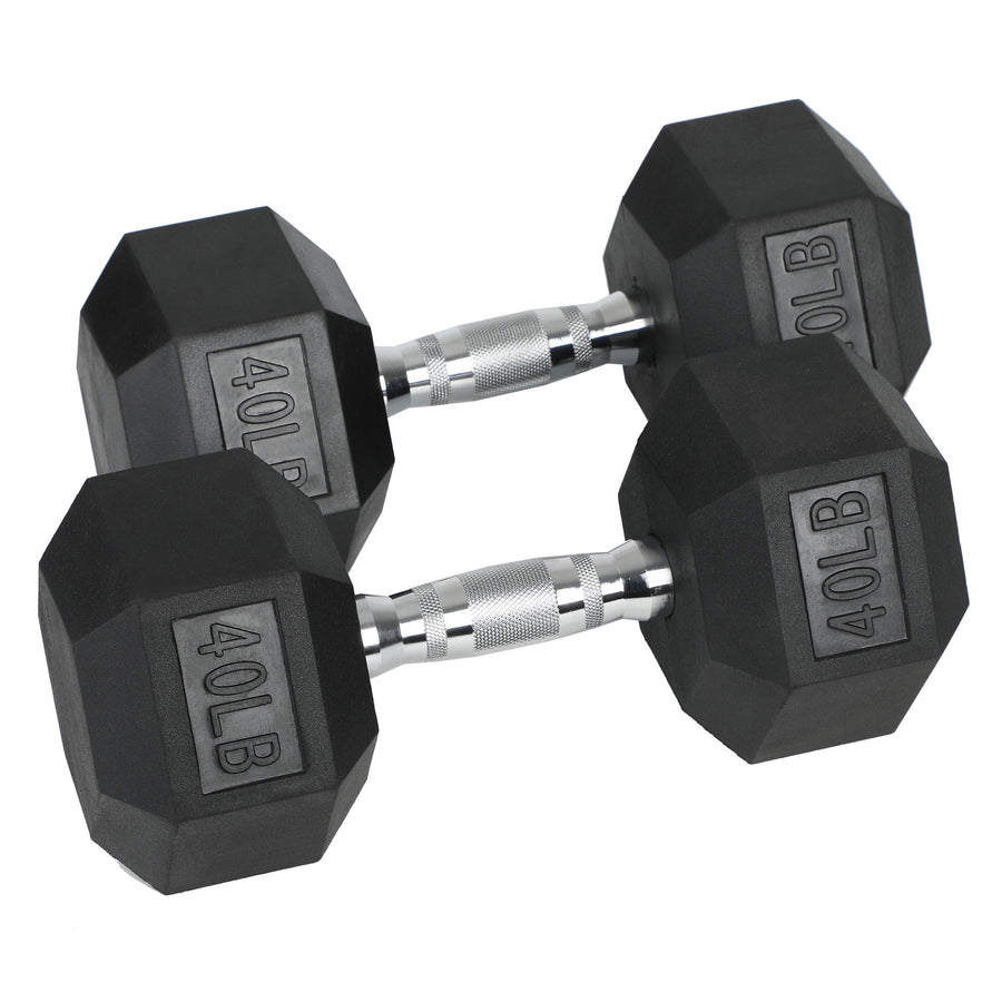 HolaHatha Iron Hex Cast Home Exercise Dumbbell Free Weight, 40 Pounds (Open Box) - VMInnovations