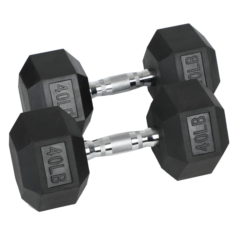 HolaHatha Iron Hex Cast Home Exercise Dumbbell Free Weight, 40 Pounds (Open Box)