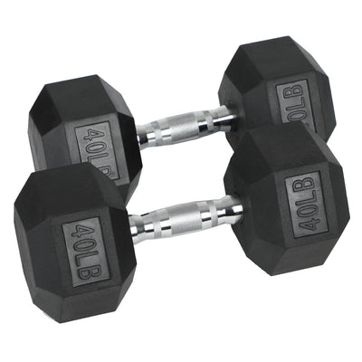 HolaHatha Iron Hex Cast Home Exercise Dumbbell Free Weight, 40 Pounds (Open Box) - VMInnovations