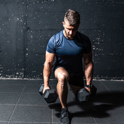 HolaHatha Iron Hex Cast Home Exercise Dumbbell Free Weight, 40 Pounds (Open Box) - VMInnovations