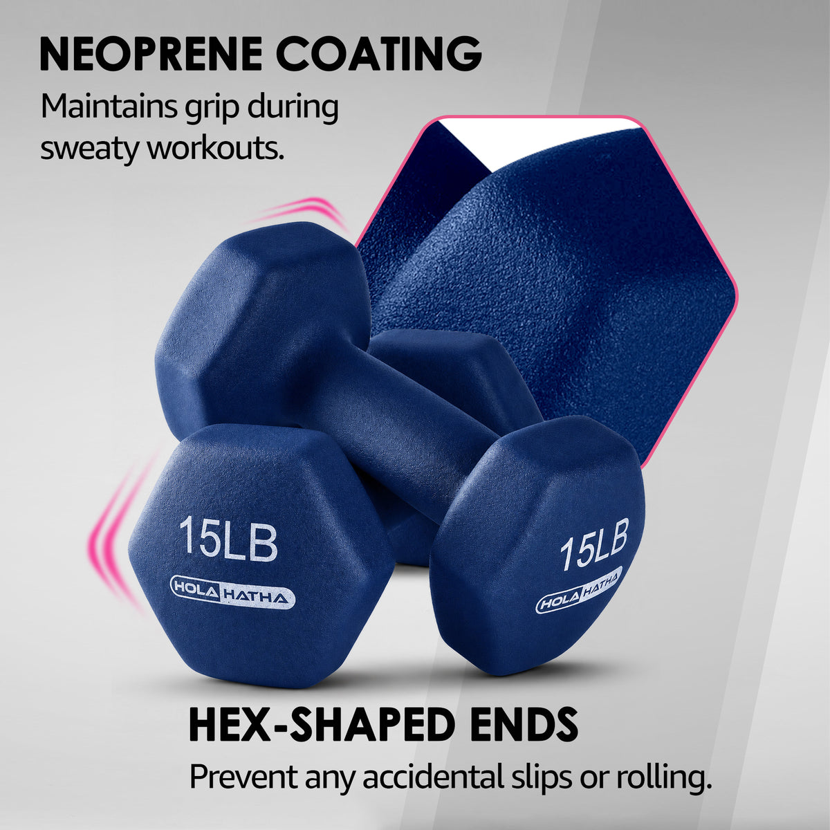 HolaHatha 5, 10, and 15 Pound Neoprene Dumbbell Set w/ Storage Rack (For Parts) - VMInnovations