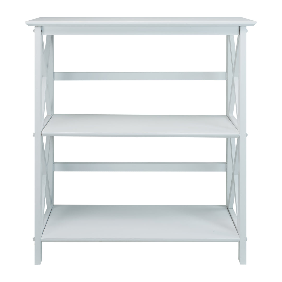 Casual Home Montego 3 Shelf X Design Stackable Wood Bookcase, White (Open Box)