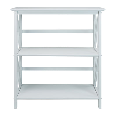 Casual Home Montego 3 Tier Open Shelf X Design Wooden Bookcase, Wood (White) (Refurbished)