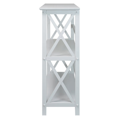 Casual Home Montego 3 Tier Open Shelf X Design Wooden Bookcase, Wood (White) (Refurbished)