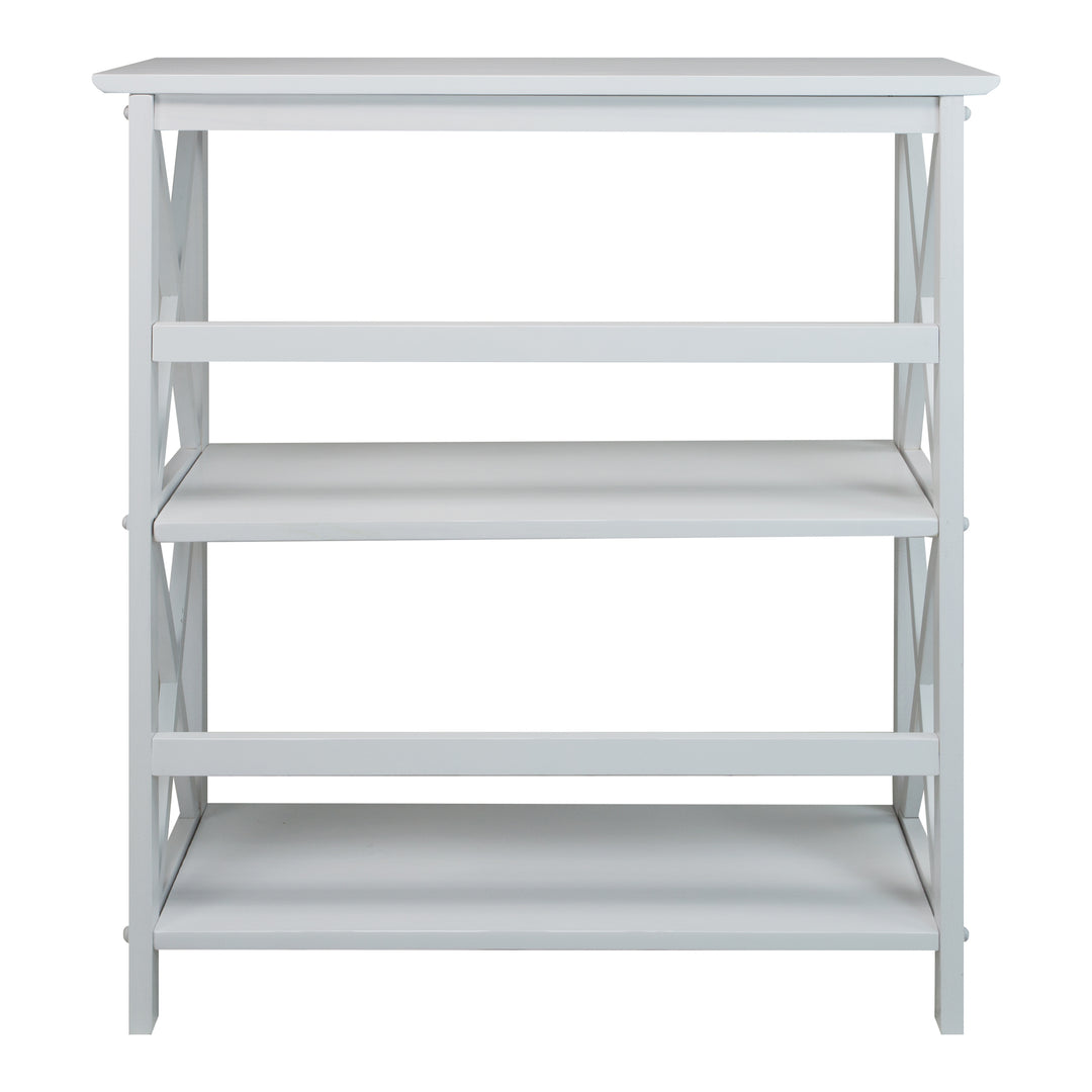 Casual Home Montego 3 Shelf X Design Stackable Wood Bookcase, White (Open Box)