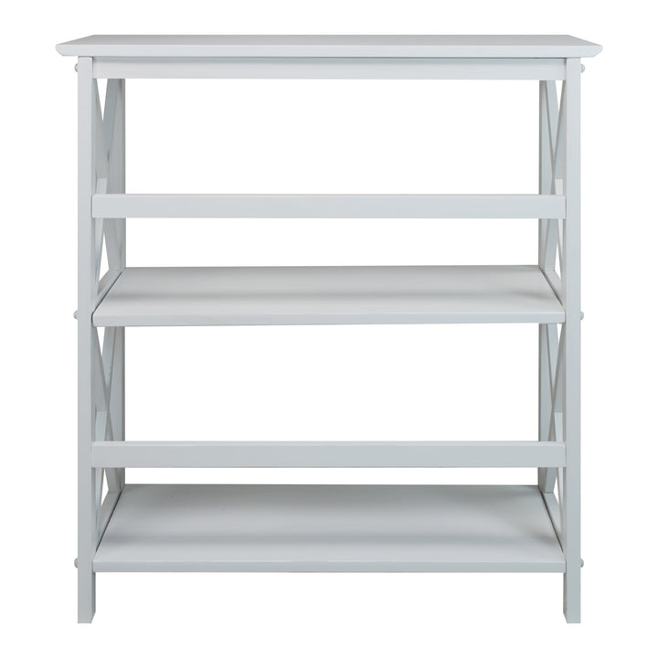 Casual Home Montego 3 Shelf X Design Stackable Wood Bookcase, White (Open Box)