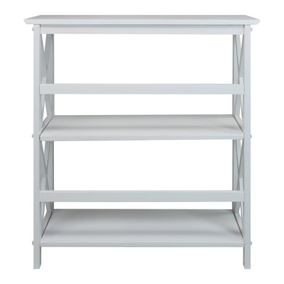 Casual Home Montego 3 Tier Open Shelf X Design Wooden Bookcase, Wood (White) (Refurbished)