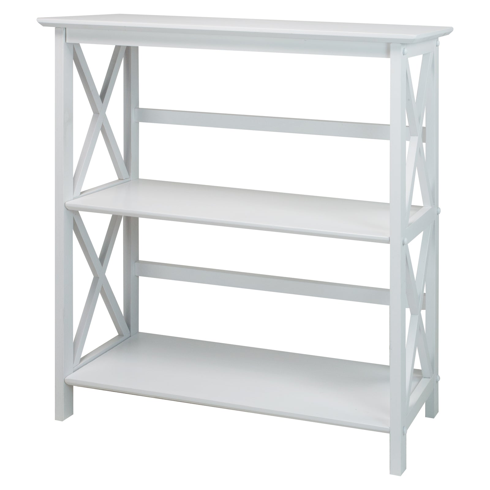Casual Home Montego 3 Shelf X Design Stackable Wood Bookcase, White (Open Box) - VMInnovations