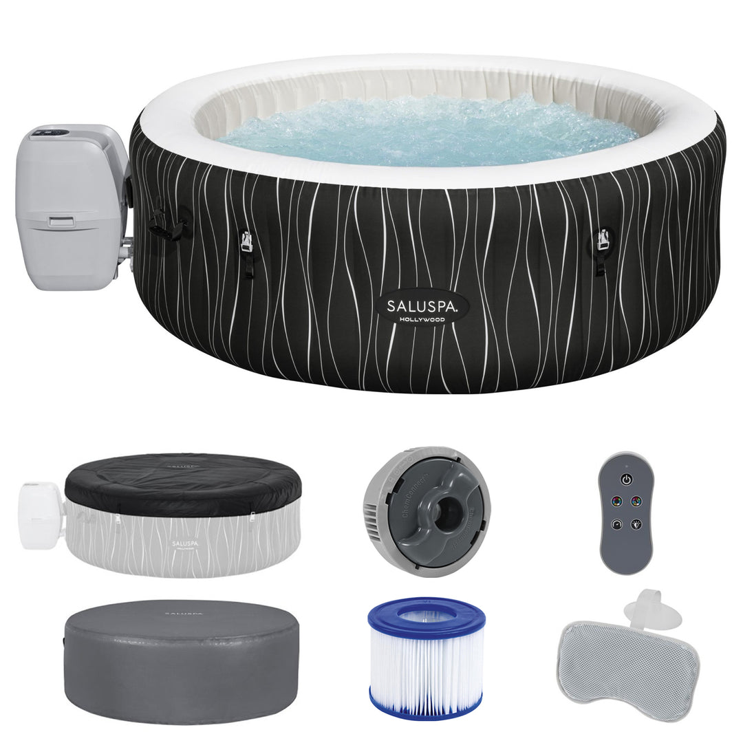 Bestway SaluSpa Hollywood EnergySense Luxe AirJet Inflatable Hot Tub, Black - VMInnovations