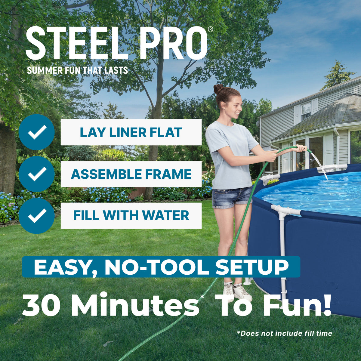 Bestway Steel Pro 12' x 30" Round Above Ground Pool Set with DuraPlus Liner - VMInnovations