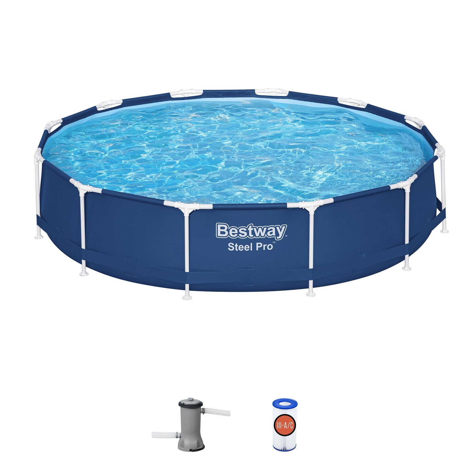 Bestway Steel Pro 12'x30" Round AboveGround Pool Set w/DuraPlus Liner(For Parts) - VMInnovations