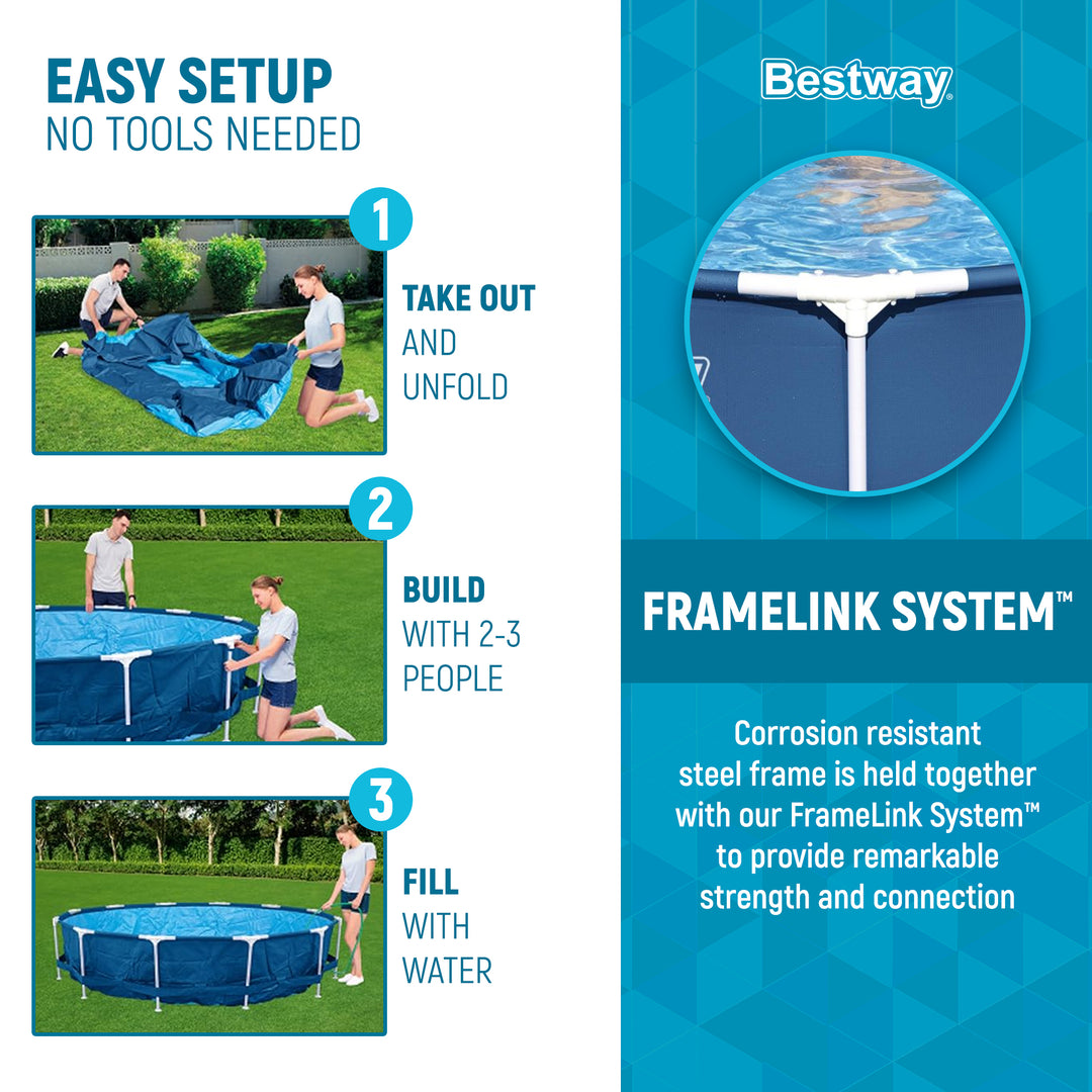 Bestway Steel Pro 12' x 30" Round Above Ground Pool Set w/ DuraPlus Liner(Used) - VMInnovations
