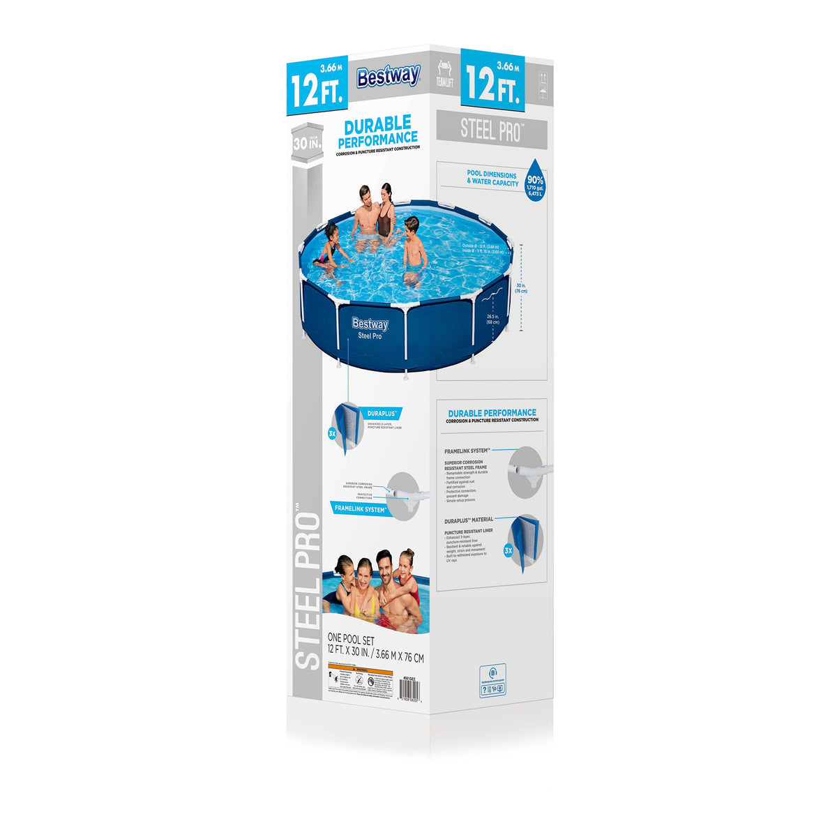 Bestway Steel Pro 12'x30" Round AboveGround Pool Set w/DuraPlus Liner(For Parts) - VMInnovations