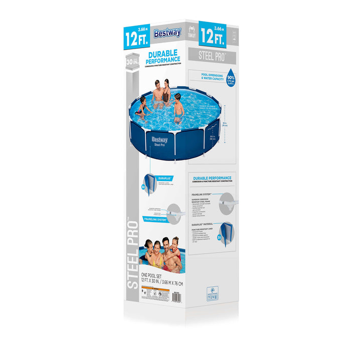 Bestway Steel Pro 12' x 30" Round Above Ground Pool Set w/ DuraPlus Liner(Used) - VMInnovations