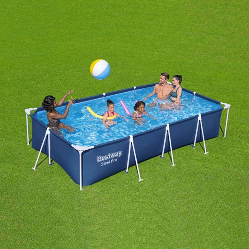 Bestway Steel Pro 13 Foot x 32 Inch Rectangular Swimming Pool, Blue (Open Box)