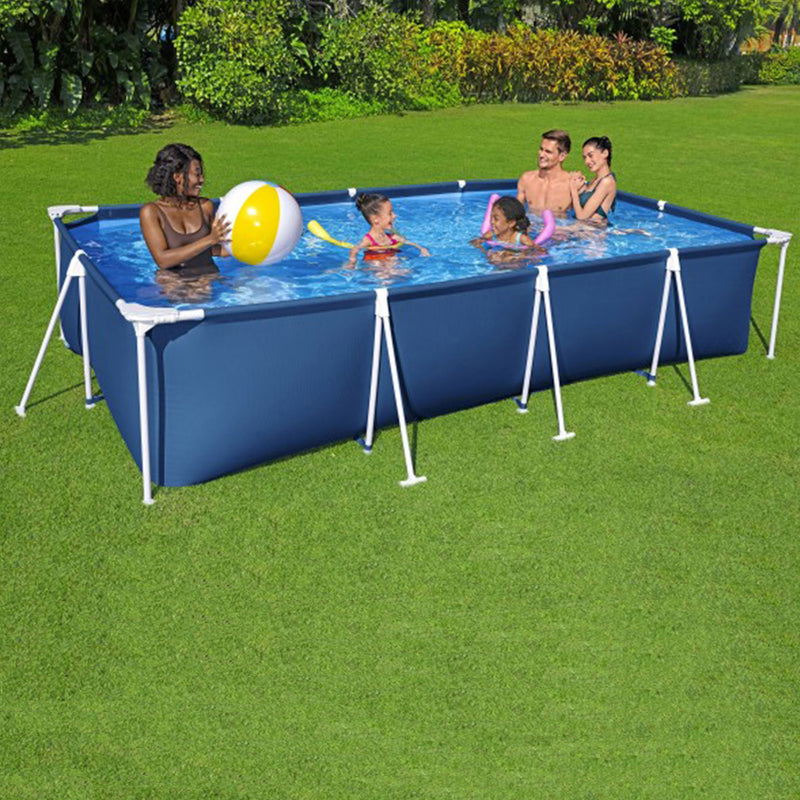 Bestway Steel Pro 13 Foot x 32 Inch Rectangular Above Ground Swimming Pool, Blue