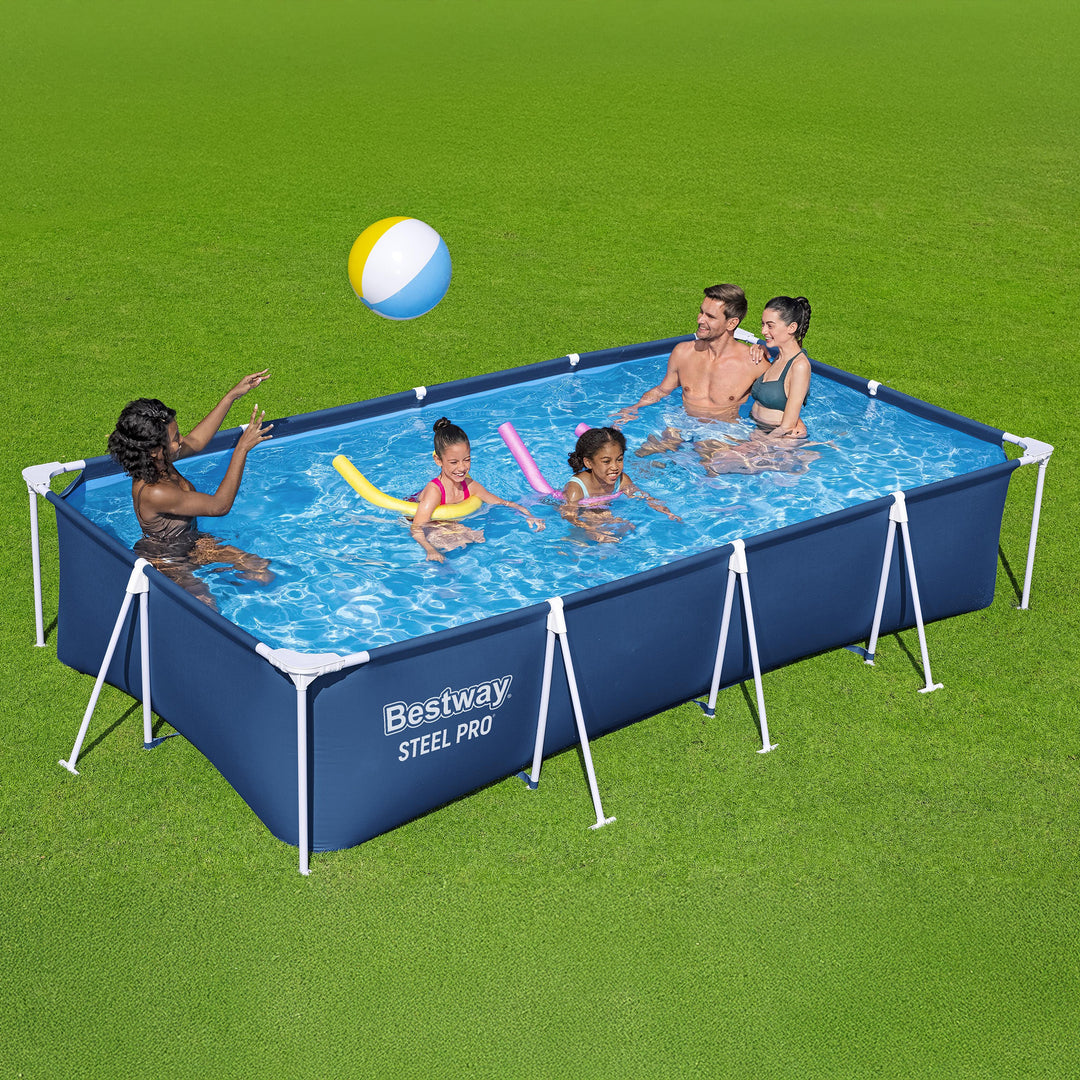 Bestway Steel Pro 13 Foot x 32 Inch Rectangular Swimming Pool, Blue (Open Box)
