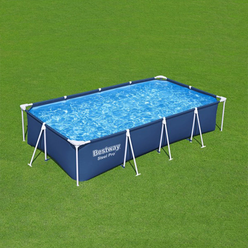 Bestway Steel Pro 13 Foot x 32 Inch Rectangular Swimming Pool, Blue (Open Box)