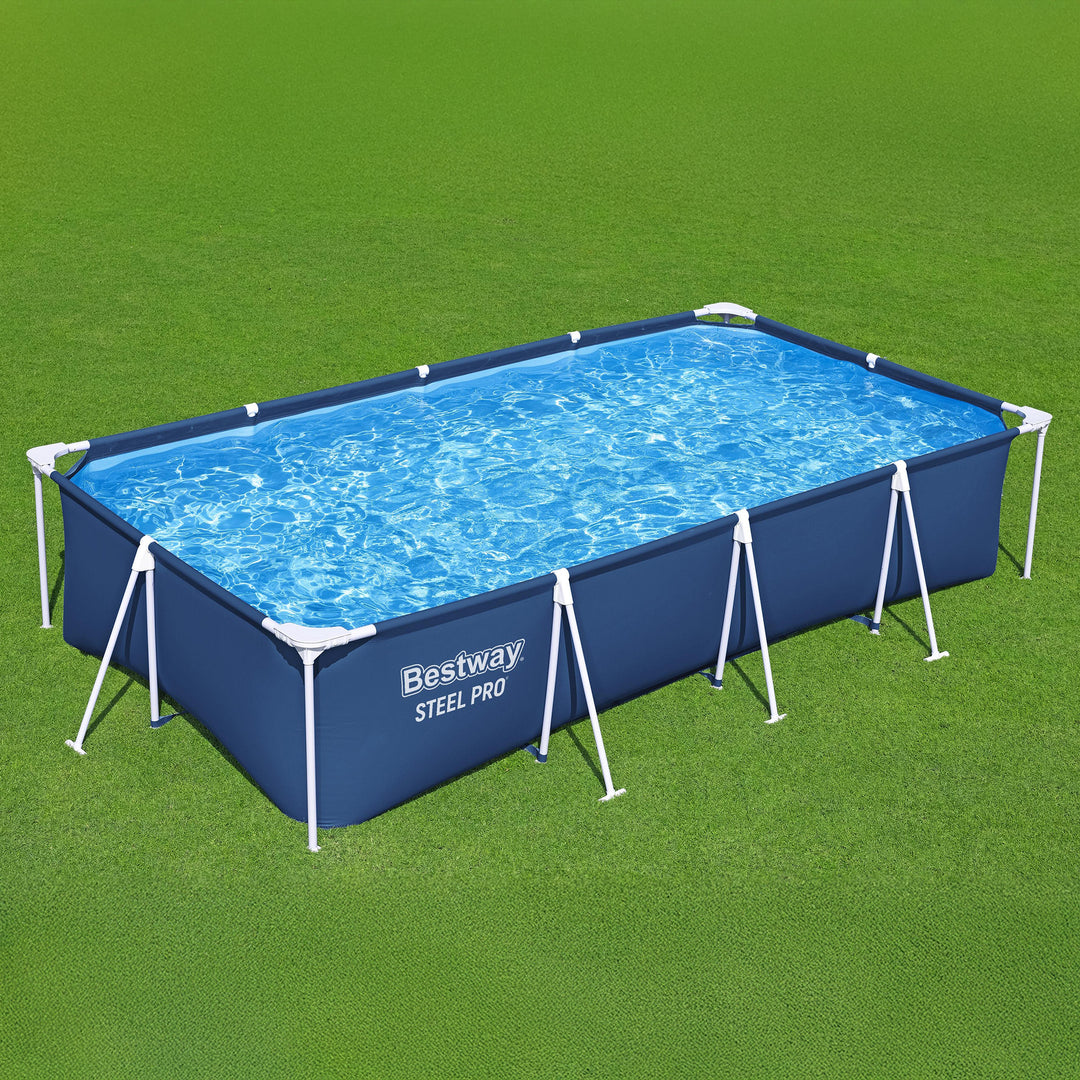 Bestway Steel Pro 13 Foot x 32 Inch Rectangular Swimming Pool, Blue (Open Box)