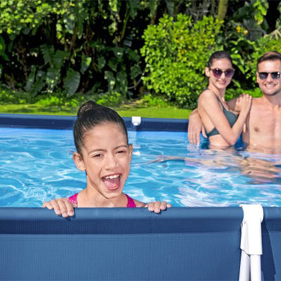 Bestway Steel Pro 13 Foot x 32 Inch Rectangular Swimming Pool, Blue (Open Box)