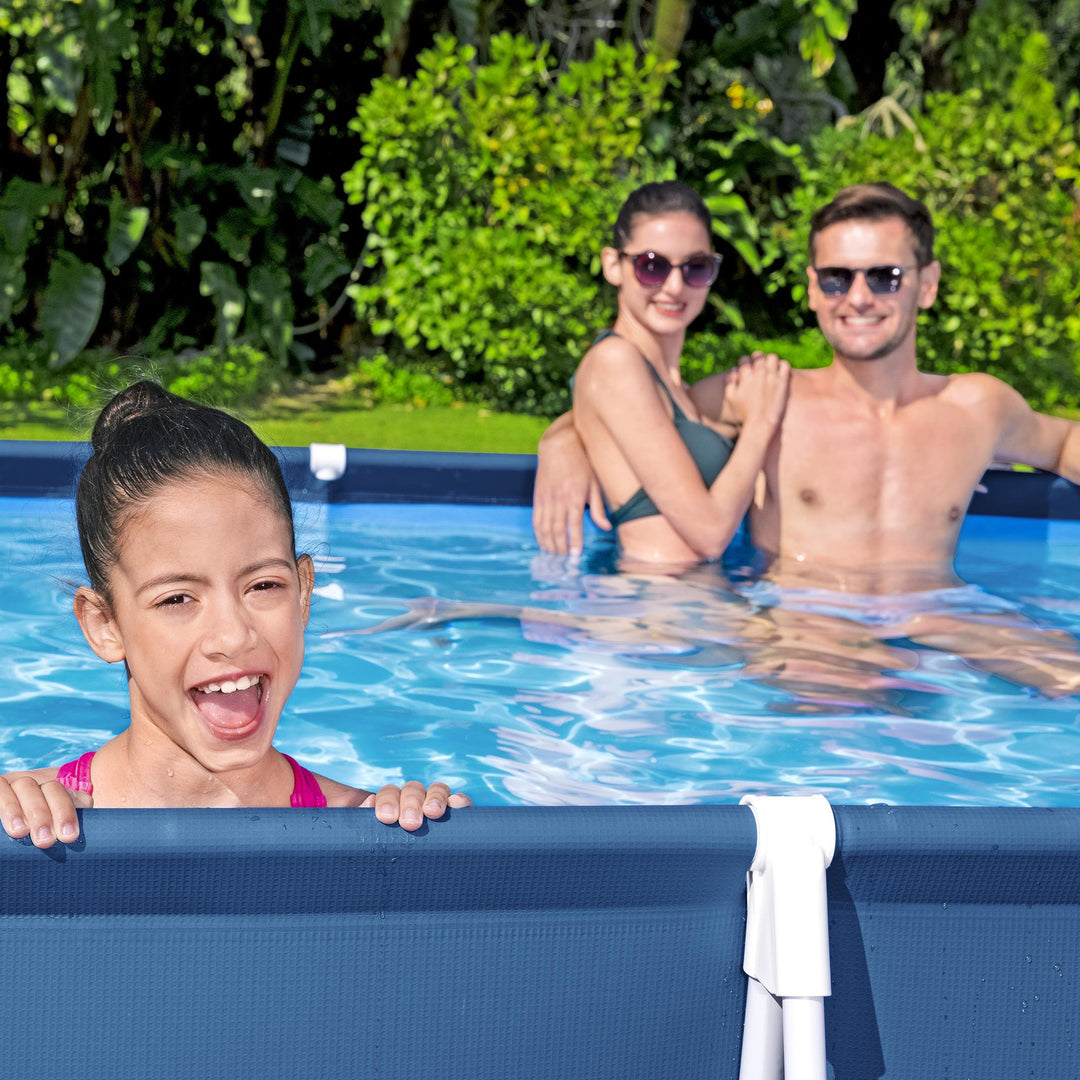 Bestway Steel Pro 13 Foot x 32 Inch Rectangular Above Ground Swimming Pool, Blue