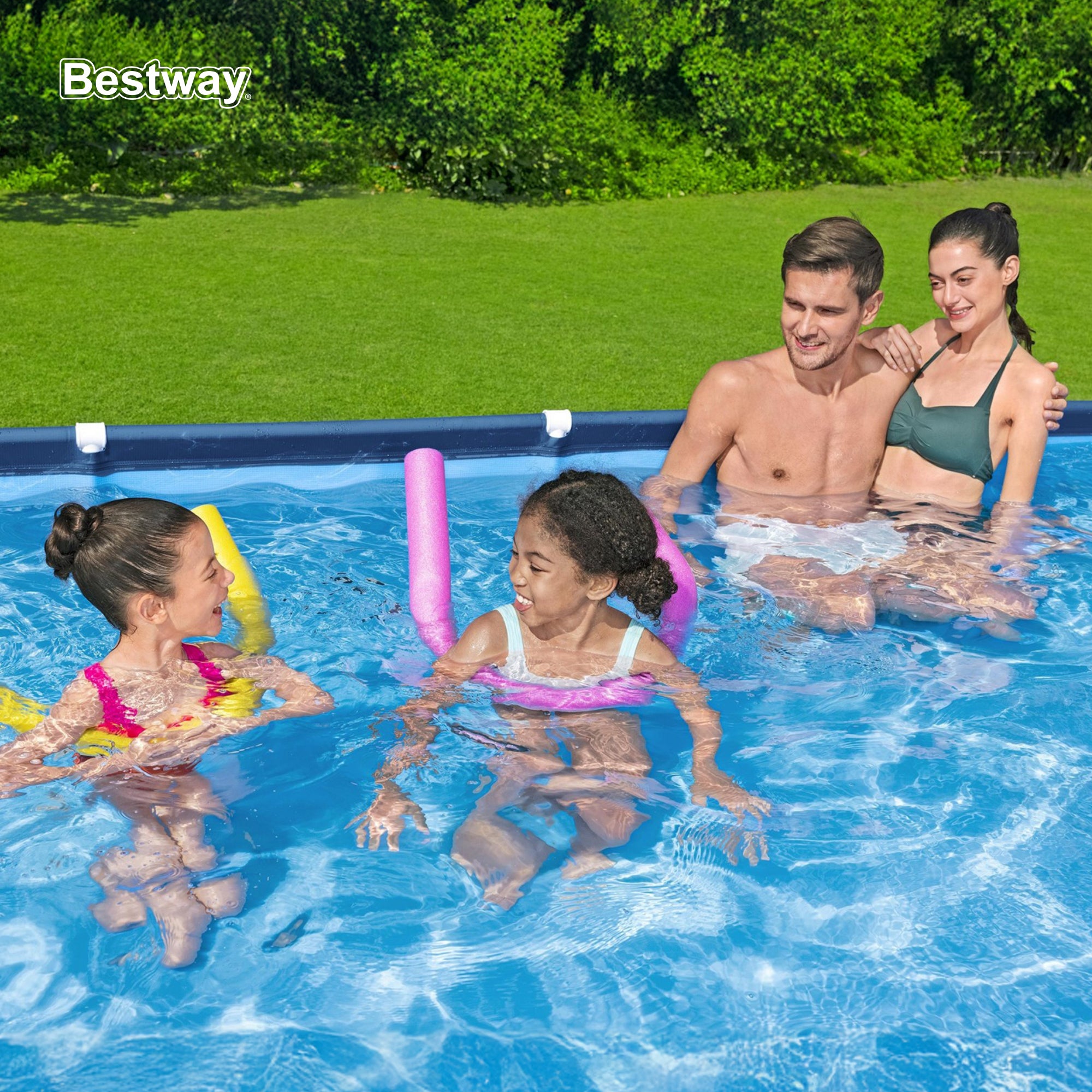 Bestway Steel Pro 13 Foot x 32 Inch Rectangular Swimming Pool, Blue (For Parts) - VMInnovations