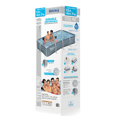 Bestway Steel Pro 12' x 6'7" x 26" Rectangle Above Ground Swimming Pool (Used) - VMInnovations