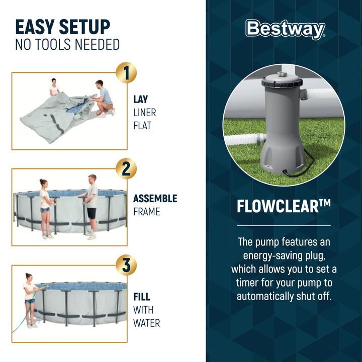 Bestway Steel Pro MAX 14' x 42" Above Ground Swimming Pool Set, Gray (Open Box)