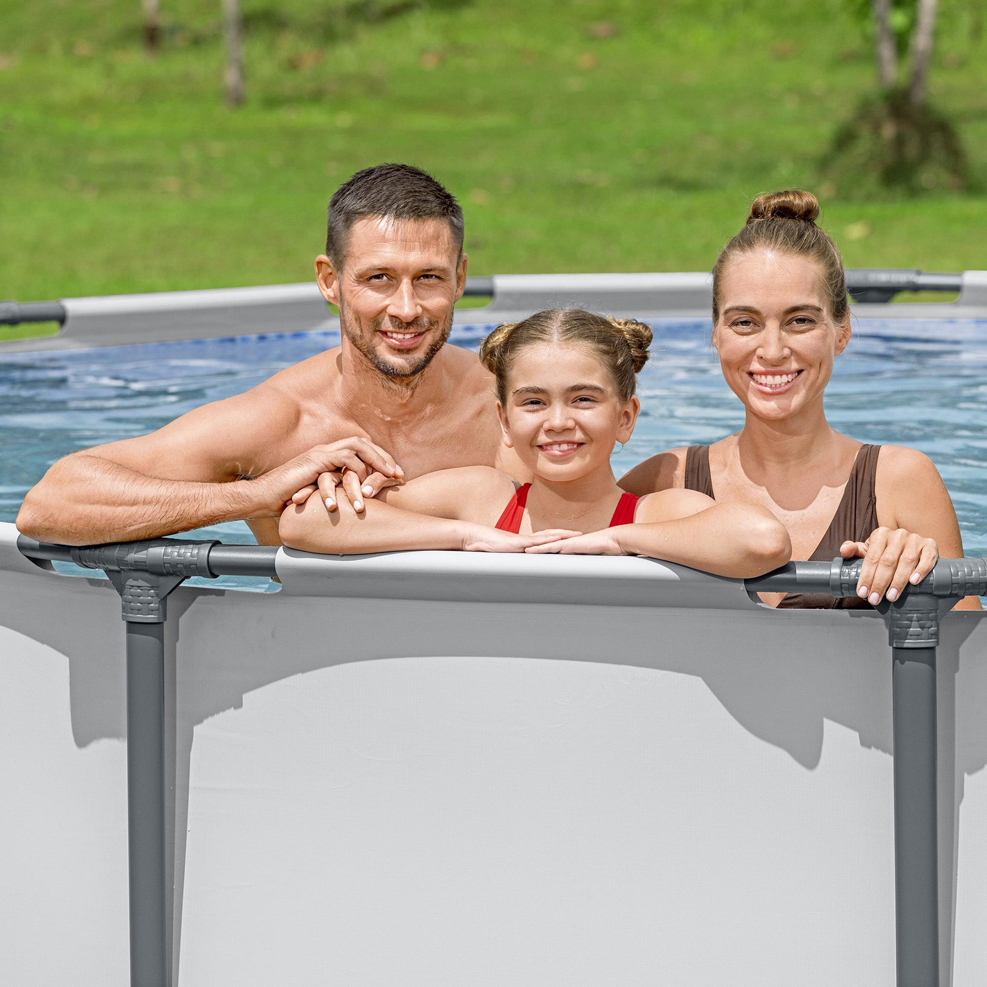 Bestway Steel Pro MAX 14' x 42" Above Ground Outdoor Swimming Pool Set, Gray (For Parts)