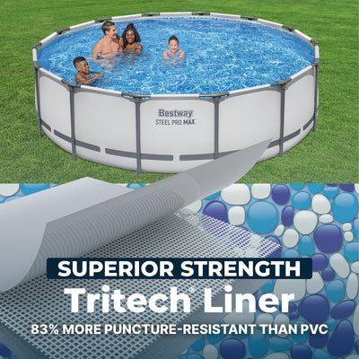 Bestway Steel Pro MAX 14' x 42" Above Ground Swimming Pool Set, Gray (Open Box) - VMInnovations
