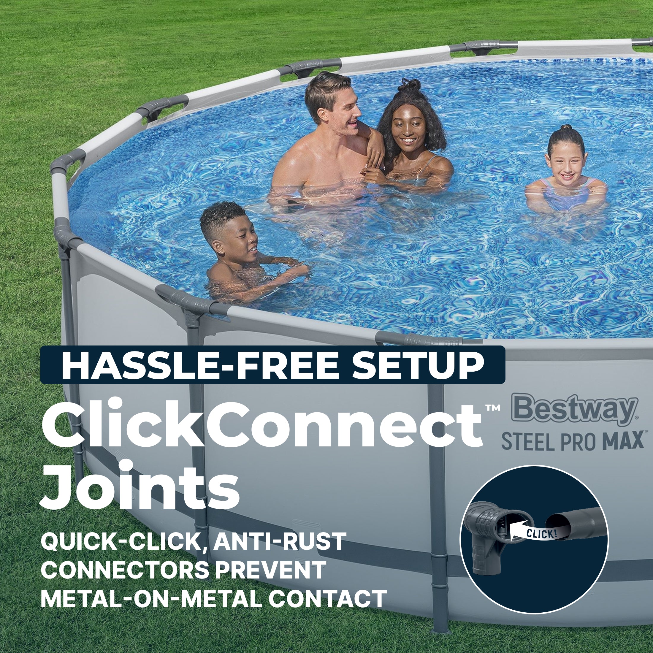 Bestway Steel Pro MAX 14' x 42" Above Ground Swimming Pool Set, Gray (Open Box) - VMInnovations