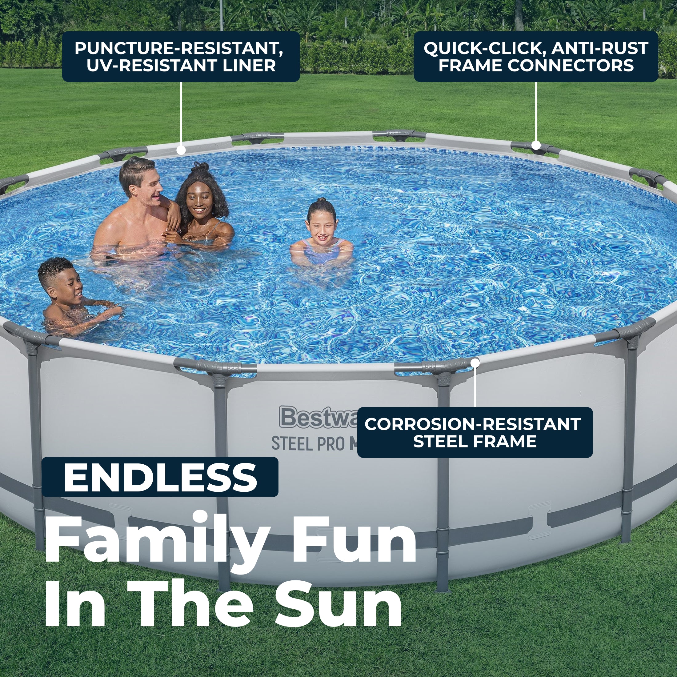 Bestway Steel Pro MAX 14' x 42" Above Ground Swimming Pool Set, Gray (Open Box)