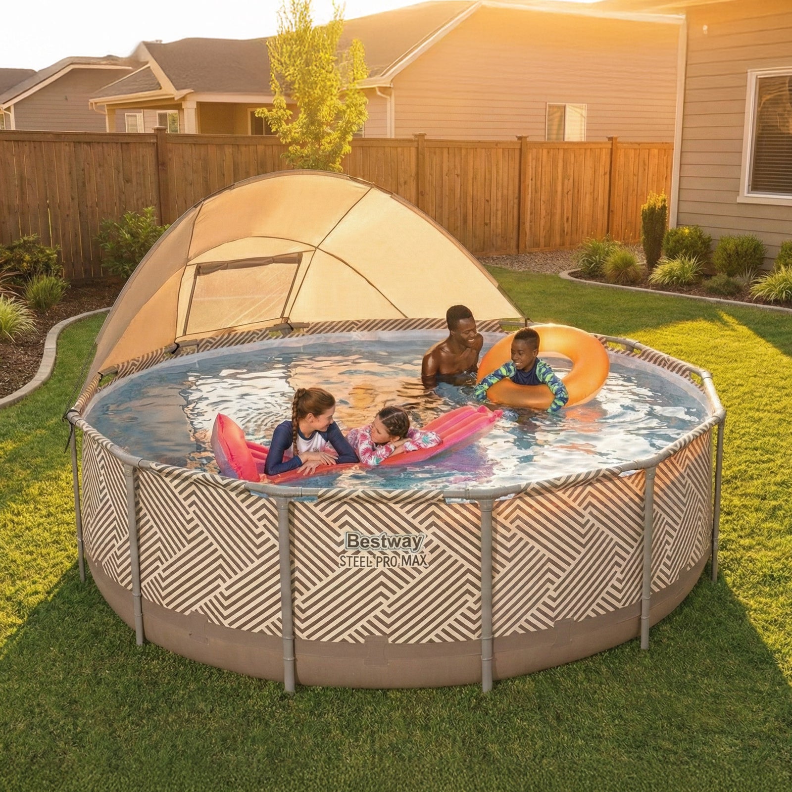 Bestway Steel Pro MAX 13' x 42" Round Above Ground Pool Set with Canopy & Ladder - VMInnovations