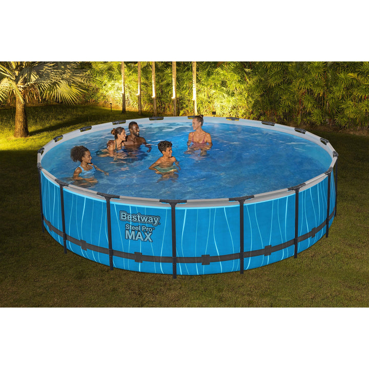 Bestway Steel Pro MAX 18' x 48" Round Above Ground Pool Set w/LED Light & Remote - VMInnovations