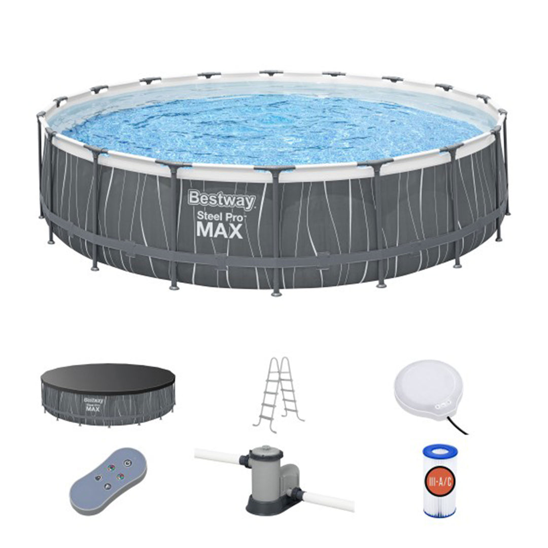 Bestway Steel Pro MAX 18'x48" Above Ground Pool Set w/LED Light & Remote (Used)