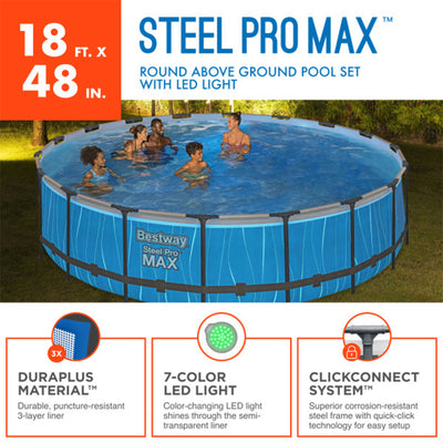 Bestway Steel Pro MAX 18' x 48" Round Pool Set w/LED Light & Remote (Open Box)