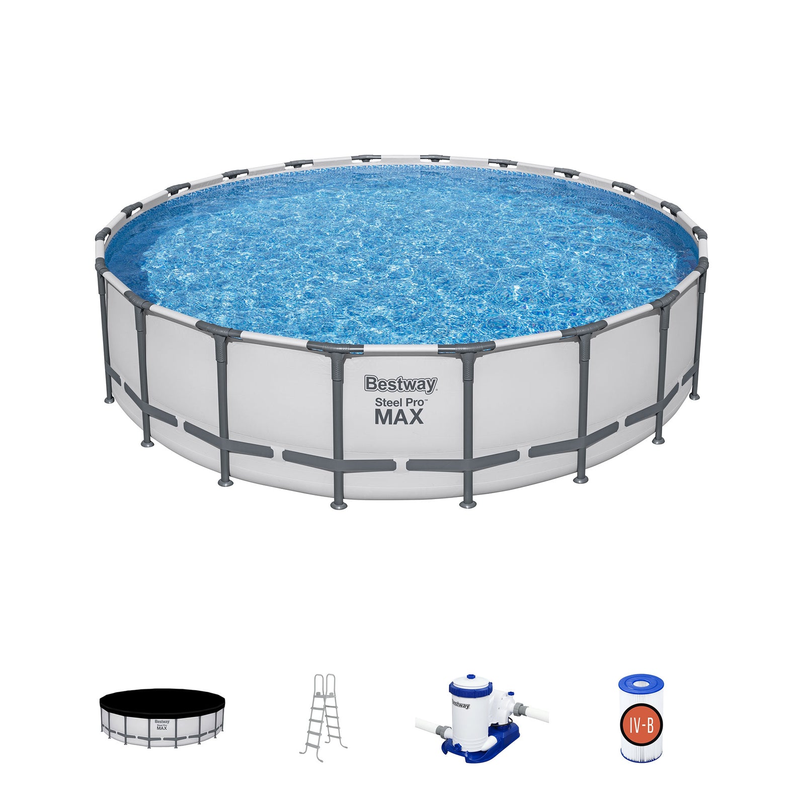 Bestway Steel Pro MAX 20 Foot by 52 Inch Above Ground Swimming Pool Set, Gray - VMInnovations
