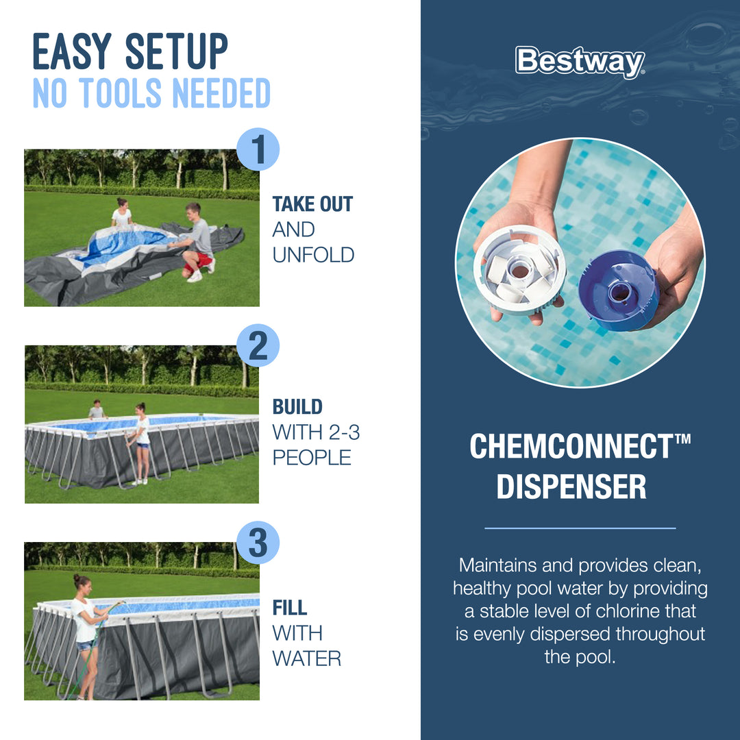 Bestway Power Steel 24’ x 12’ x 52” Oval Above Ground Outdoor Swimming Pool Set